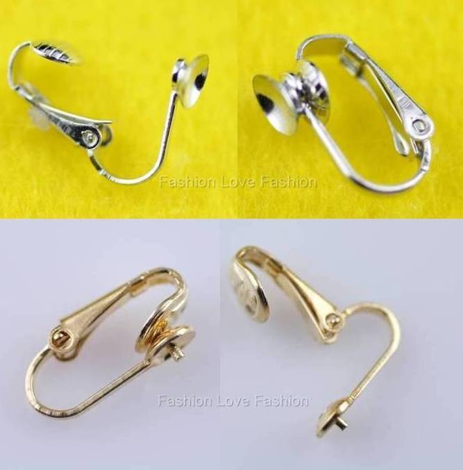 4 Pairs 'U' Clip On Earring Findings For Pearl Stud Earrings Silvertone/Goldtone