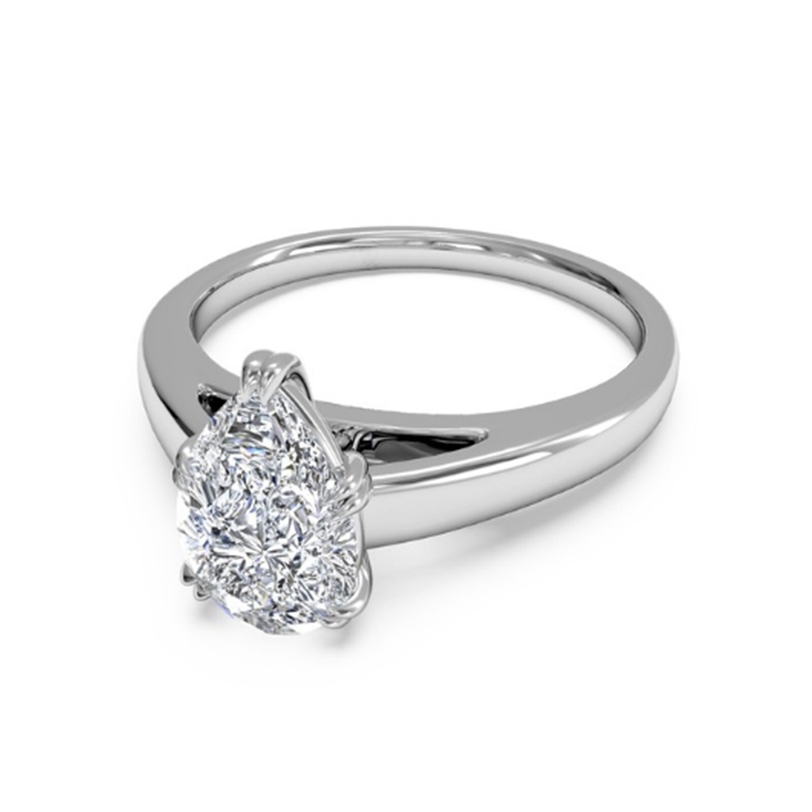 2.00 Ct Pear Cut Lab Created Diamond Engagement Ring 14K White Gold Size 8