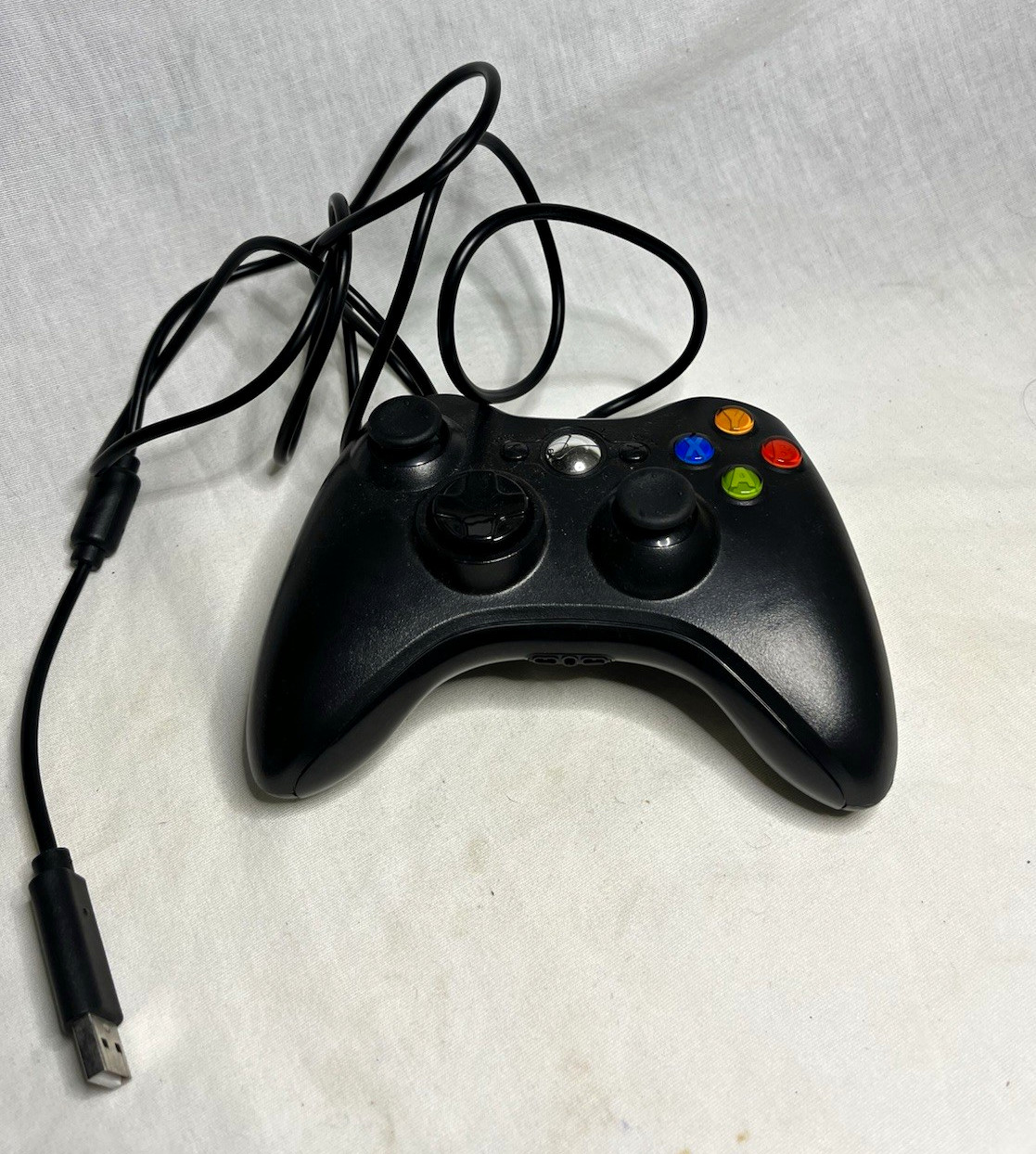 Microsoft Xbox 360 Wired USB Gamepad Controller 9ft Black LED for PC