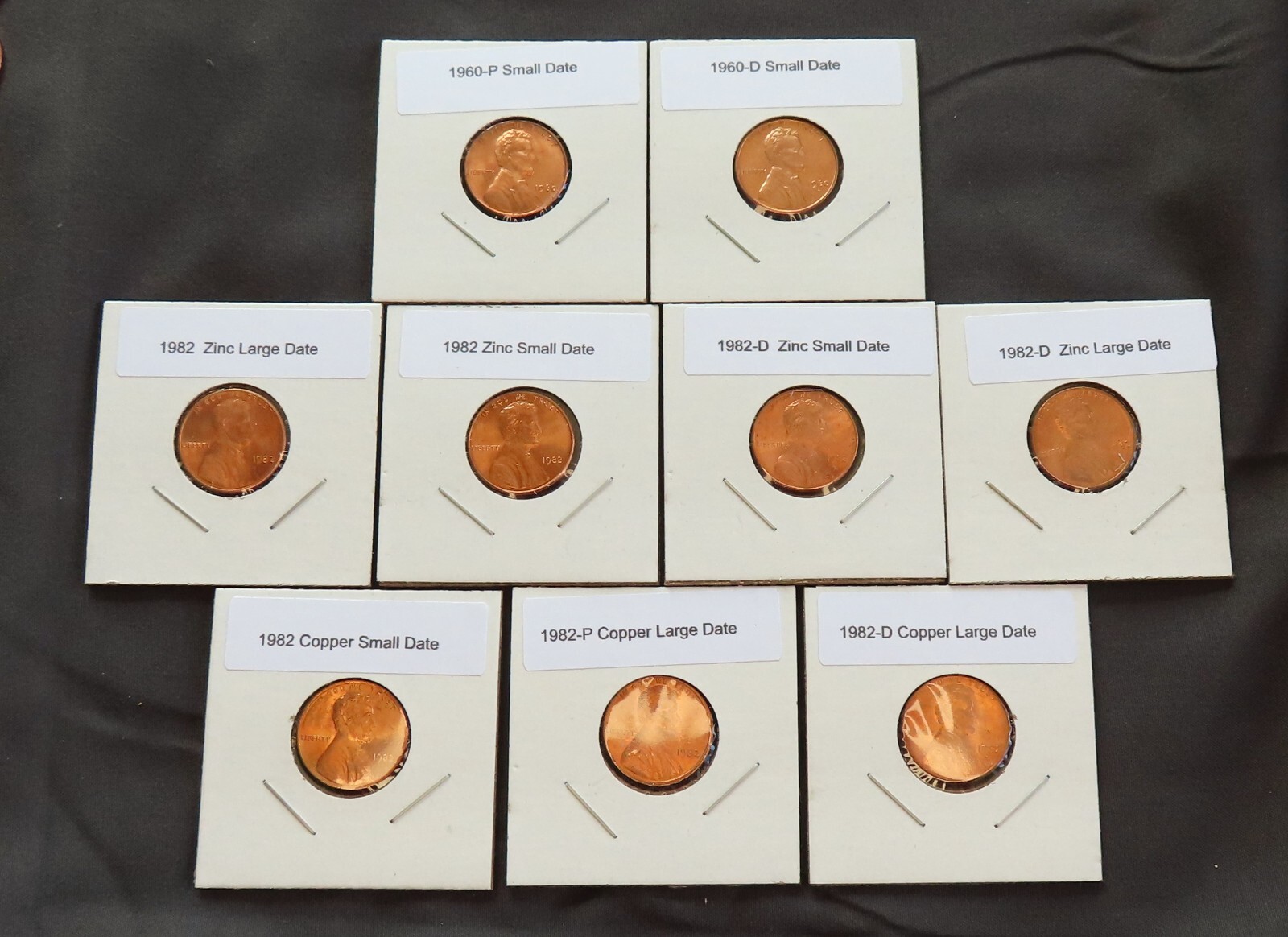 UNC. LINCOLN CENTS - 1960 P+D SMALL DATE  all 7 - 1982 SMALL AND LARGE DATES  BU