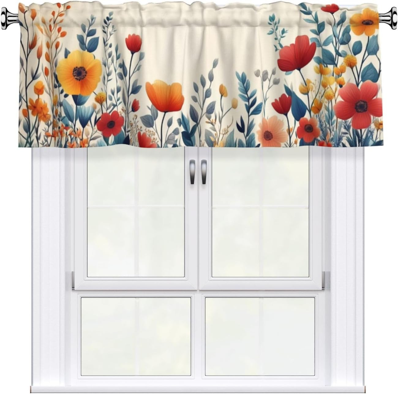 Boho Florals Valance for Window Flower Curtain Valance for Kitchen Bathroom