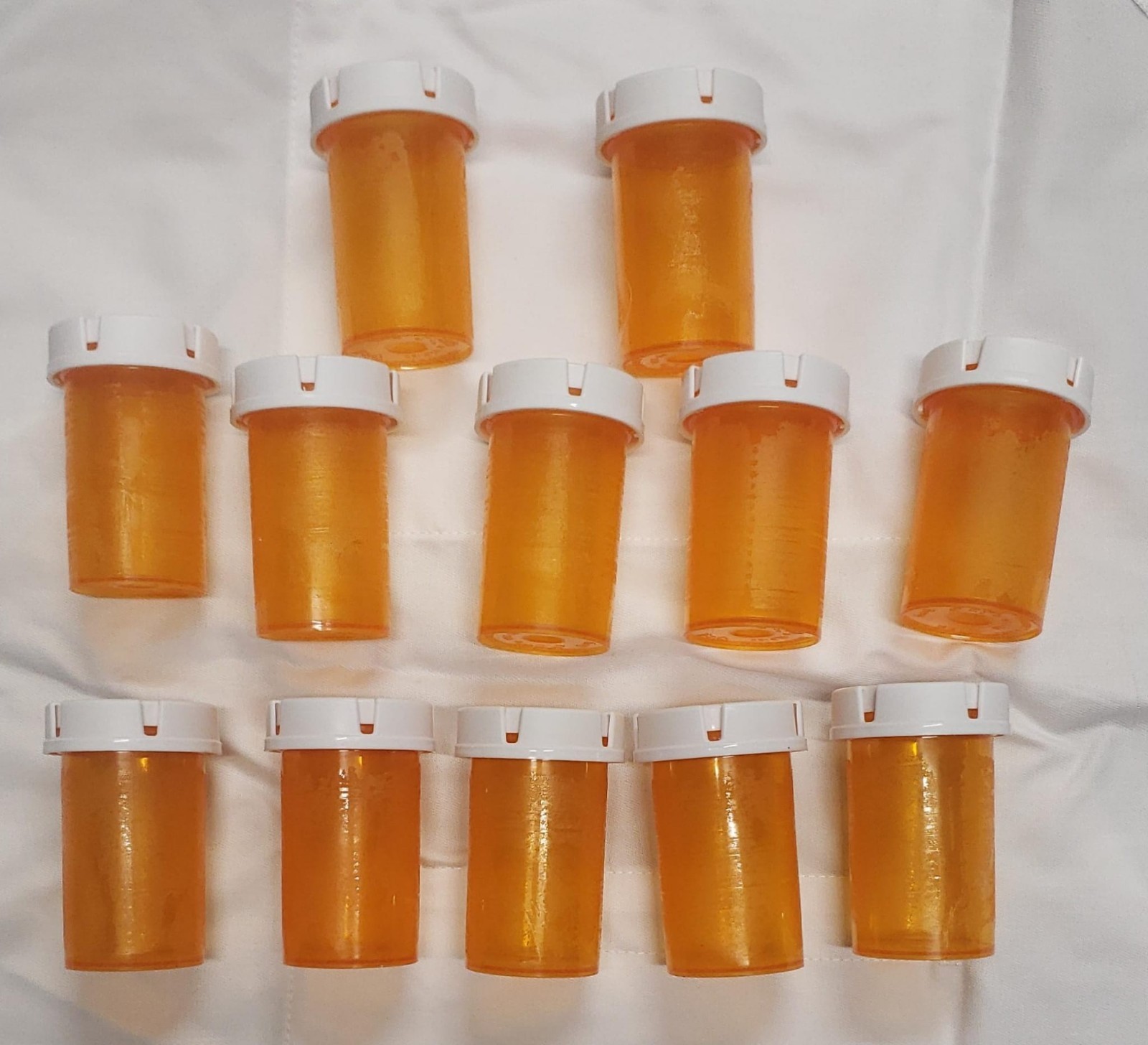 Lot of 12 RX Pill Prescription Medicine Bottles Plastic Amber Containers CVS