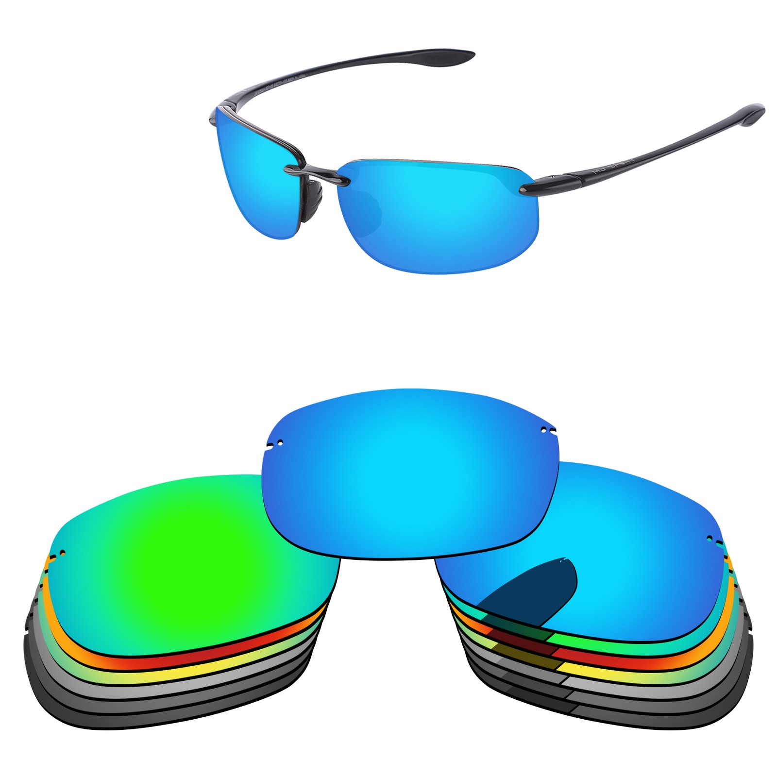 Lenslog Polarized Replacement Lenses For-Maui Jim Ho'okipa MJ407 Frame -Colors