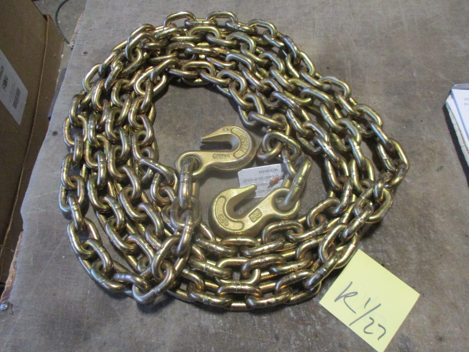 NOS 14' Forged Chain w/Hooks on End, 3/8" Hooks G80 CHINA MADE, 4010-00-443-4845