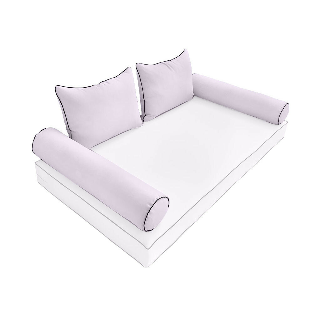 |SLIPCOVER ONLY| S4 Outdoor Bolster Cushion Covers Contrast Trim Crib AD107