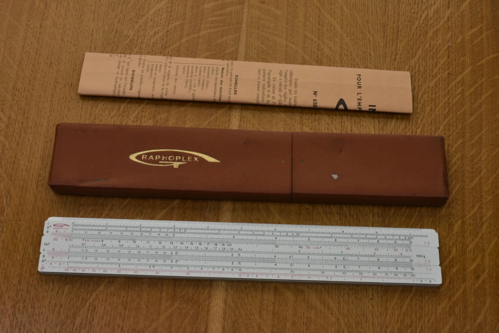 Graphoplex No. 630 Geometric Topographe Slide Rule with Instructions