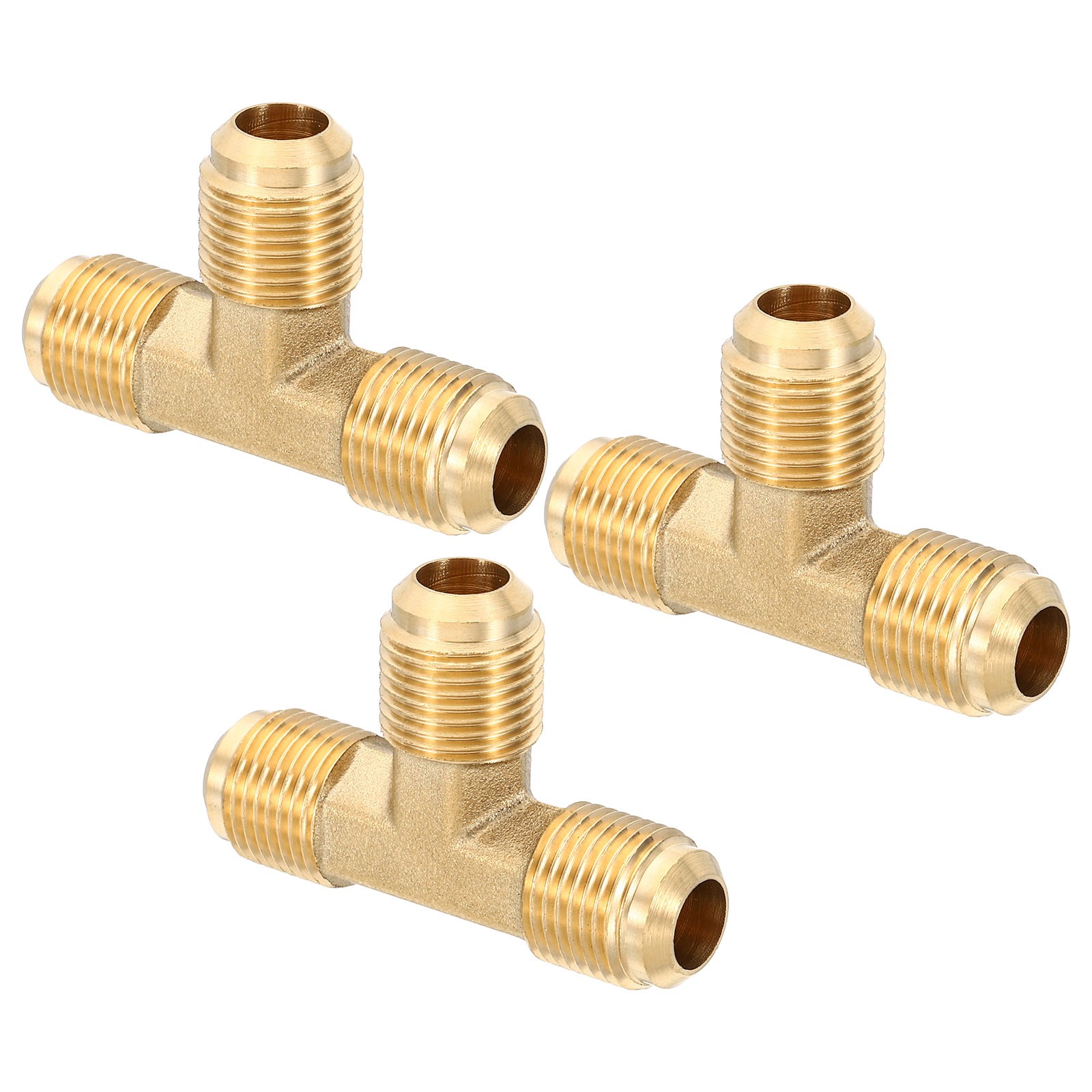 3Pack 3/8" x 3/8" x 3/8" Brass Pipe Fitting Flare Tee Tube Fitting Pipe Adapter