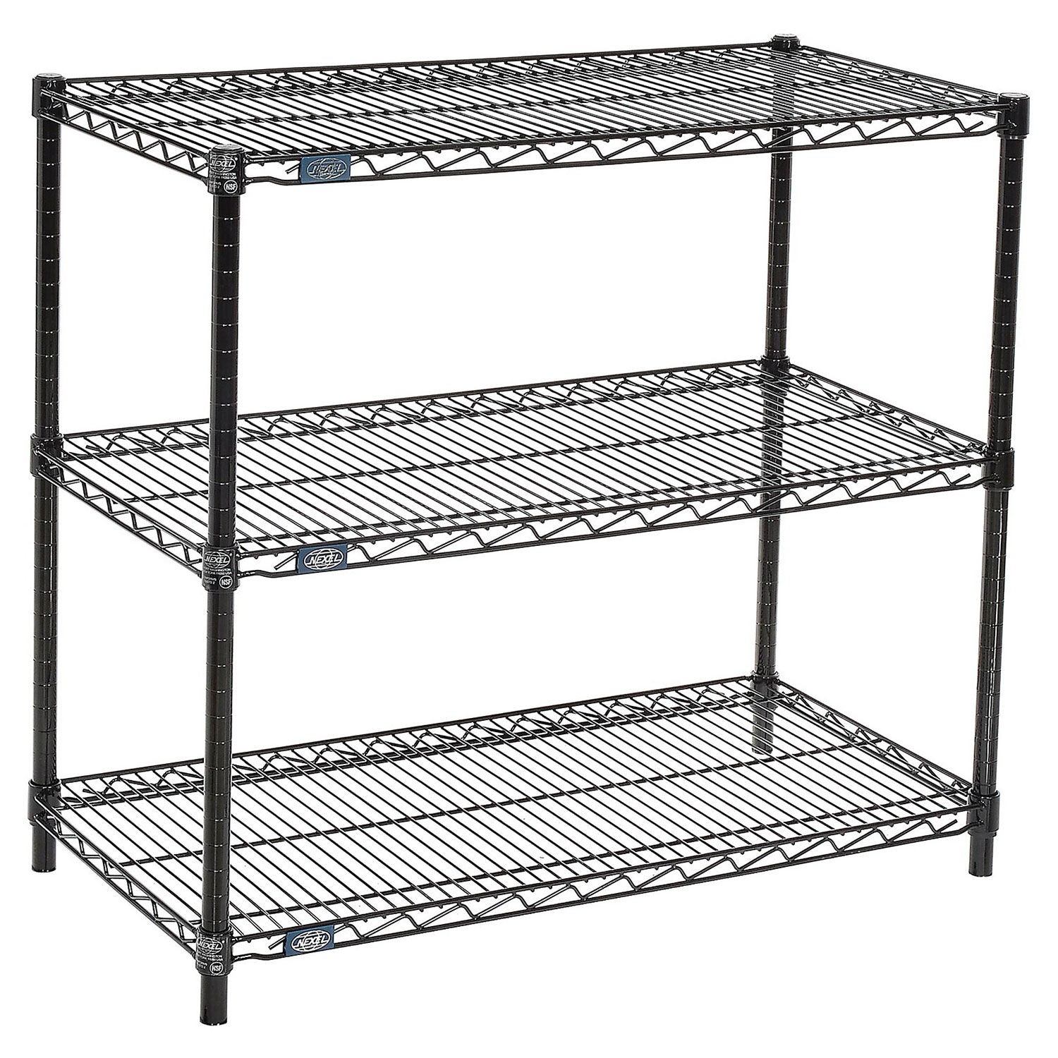 Nexel Black Wire Shelf Printer Stand 3-Shelf 36"W x 18"D x 34"H