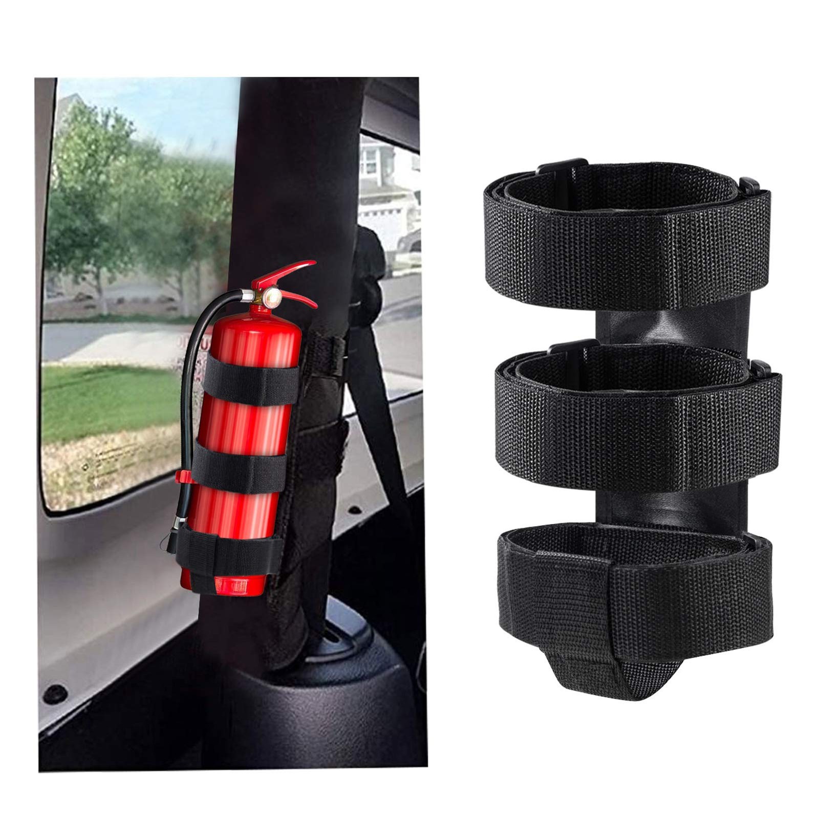 Fire Extinguisher Mount for Roll Bars Adjustable Secure Easy 1 Min Install with