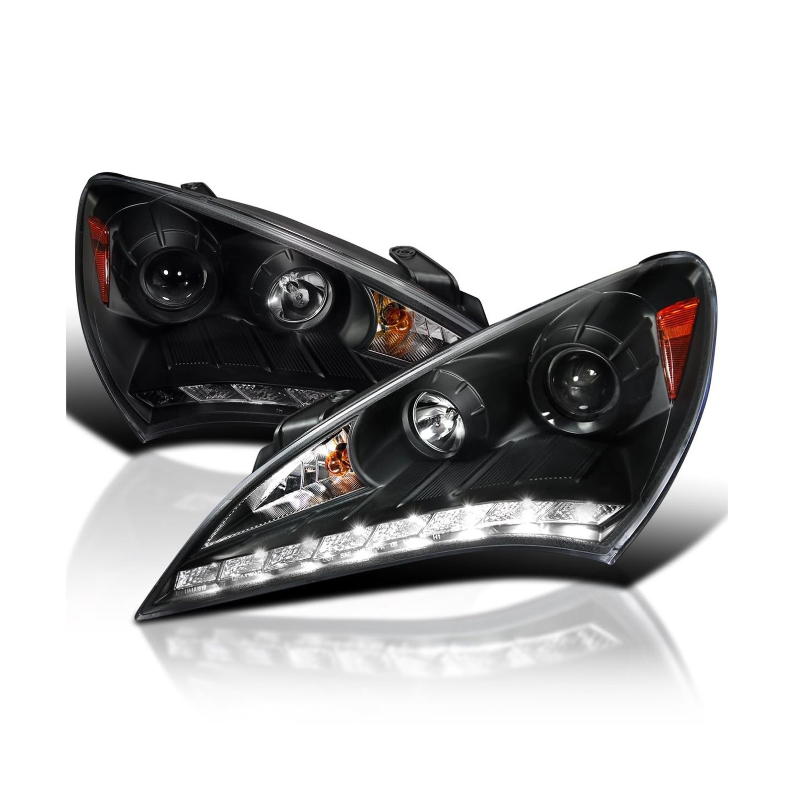 SPEC-D TUNING Black Projector Headlights Compatible with 2010-2012 Hyundai Ge...