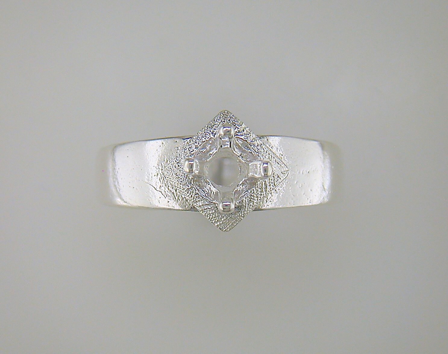 5 mm Princess/ Square Florentine Solitaire Ring Setting Sterling Silver
