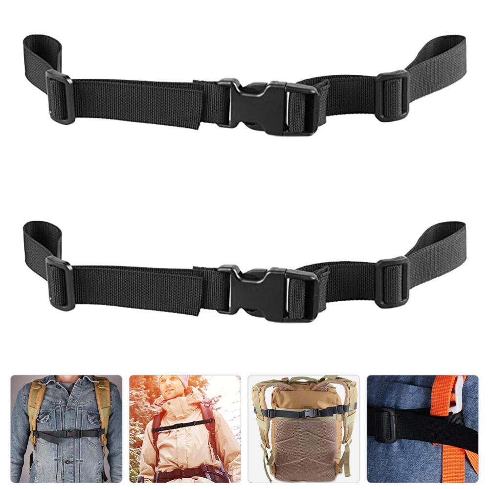 2PCS Camping Chest Belts Black Backpack Straps Quick Release Backpack Straps