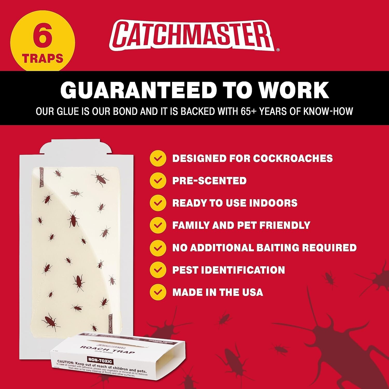 Catchmaster Roach Trap Glue Boards 6-Pk, Adhesive Bug Catcher,Scorpion,spider US