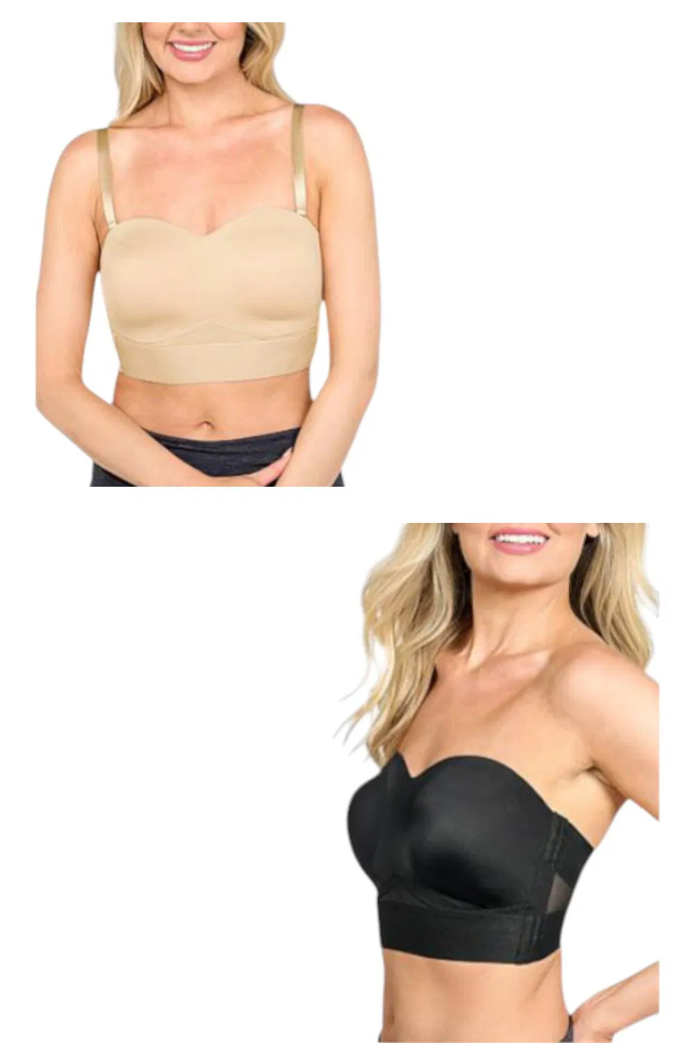 Rhonda Shear Women's 2-pk Molded Convertible Strapless Bra Blk/Beige