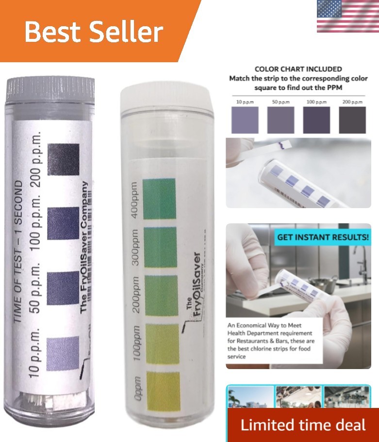 Restaurant Sanitizer  Kit Combo, 2 x Vial of 100 Strips Each QR5 Quat Sanitiz...