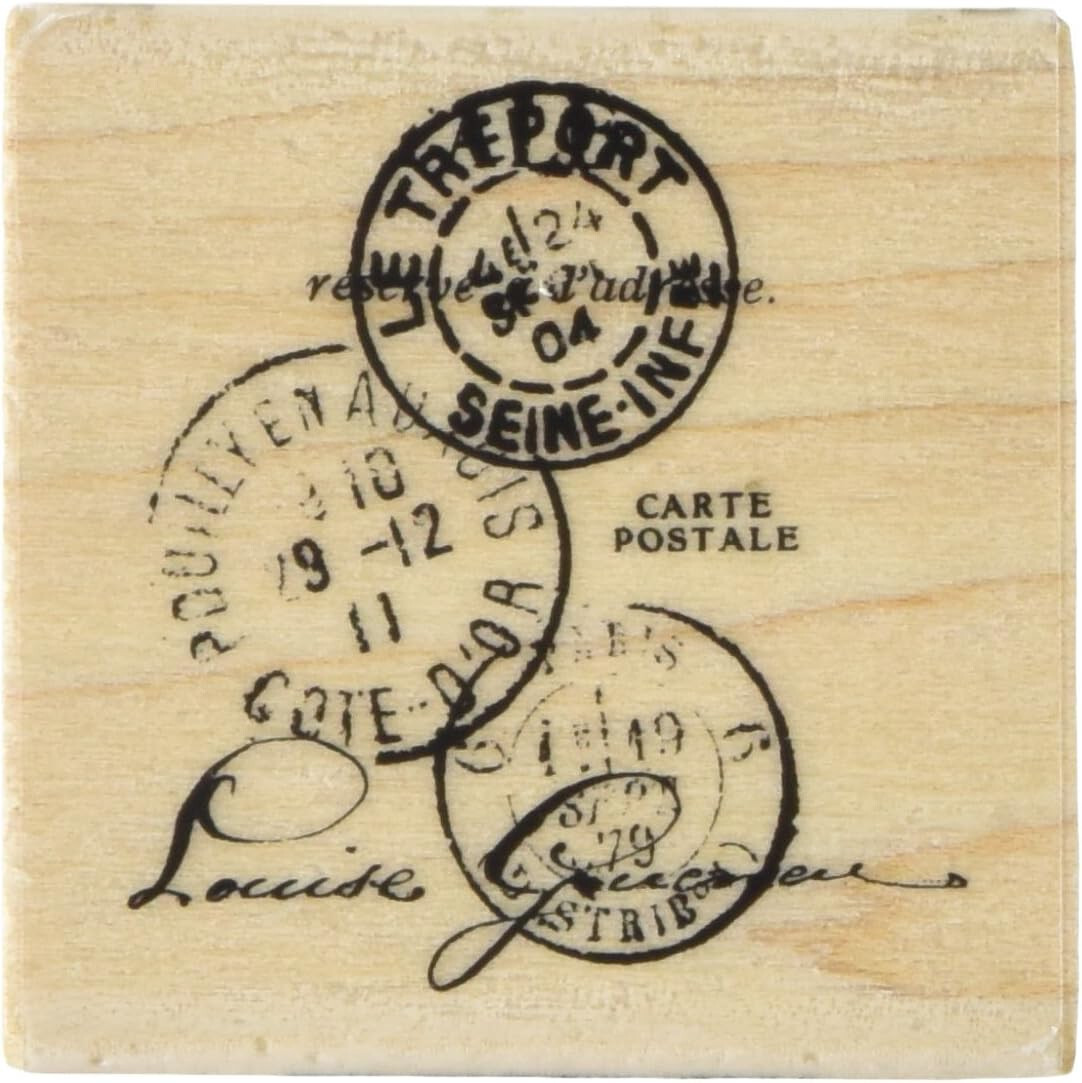 Inkadinkado Red Rubber Wood Mounted Stamp - Treport Postal - Foreign Postmark