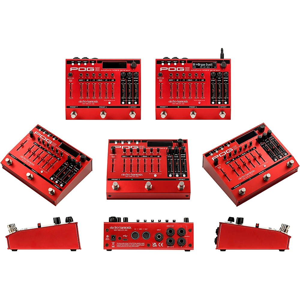 ElectroHarmonix POG3 Poly Octave Generator Effects Pedal Red