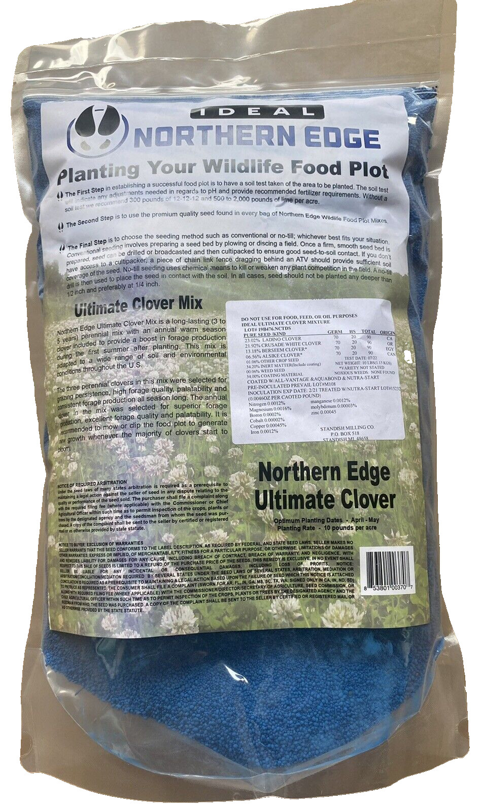 Ideal Northern Edge Ultimate Clover Food Plot Seed 10lbs 00370