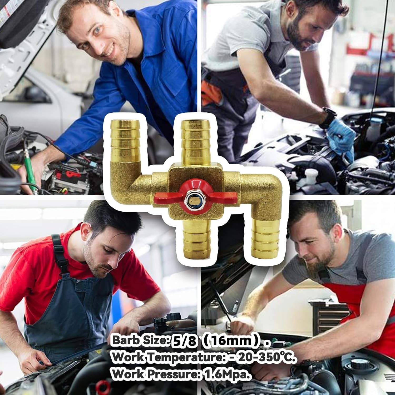 Solid Brass 5/8 Inch Heater Control Valve, 4-way Automobile Heating Water Valve,