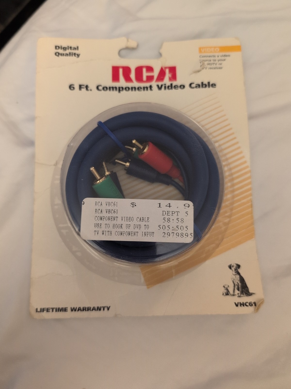 RCA 6 Foot Component Video Cable VHC61 -New