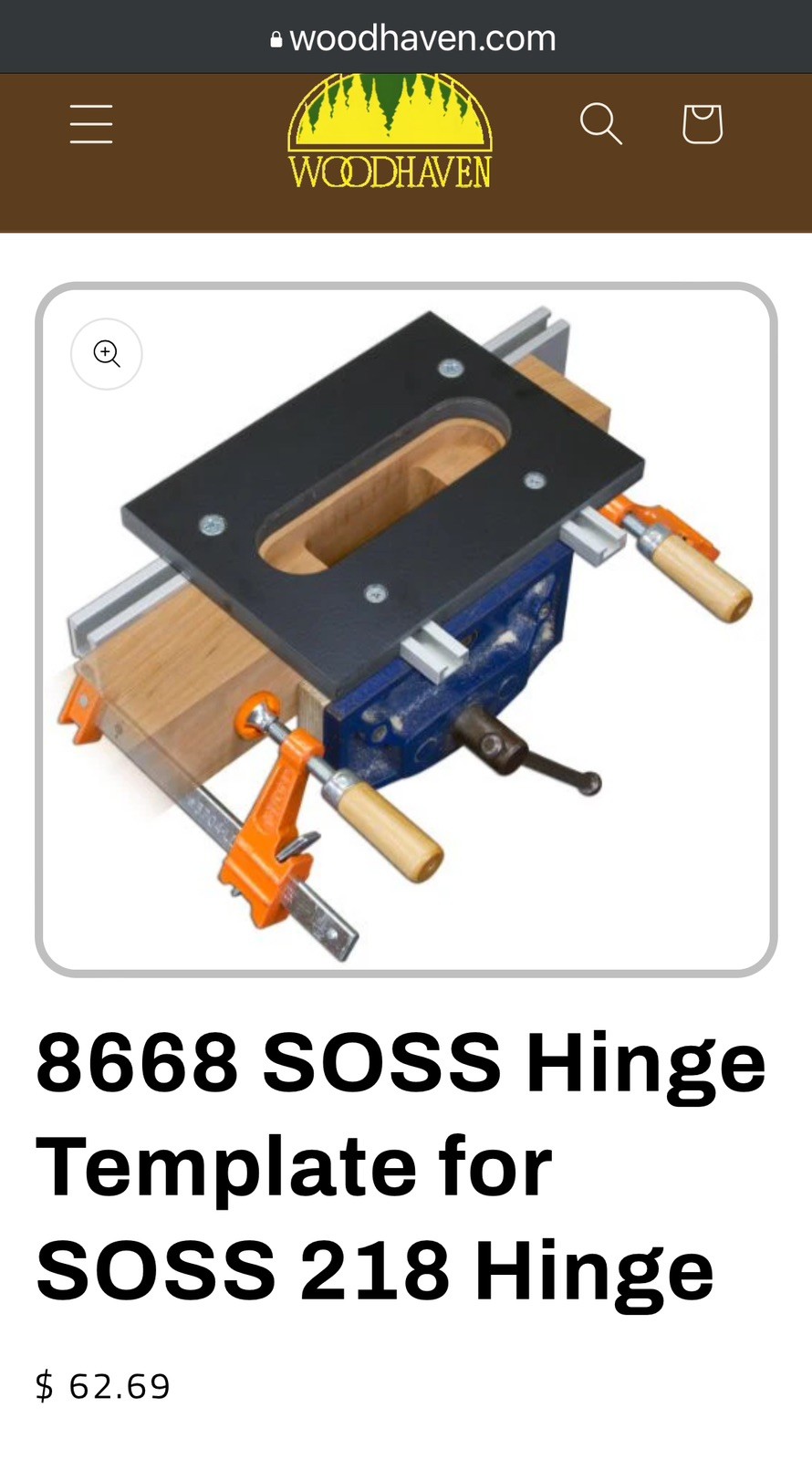 Woodhaven SOSS 218 Hinge Jig Black Steel MPN 8668 Made In USA Template