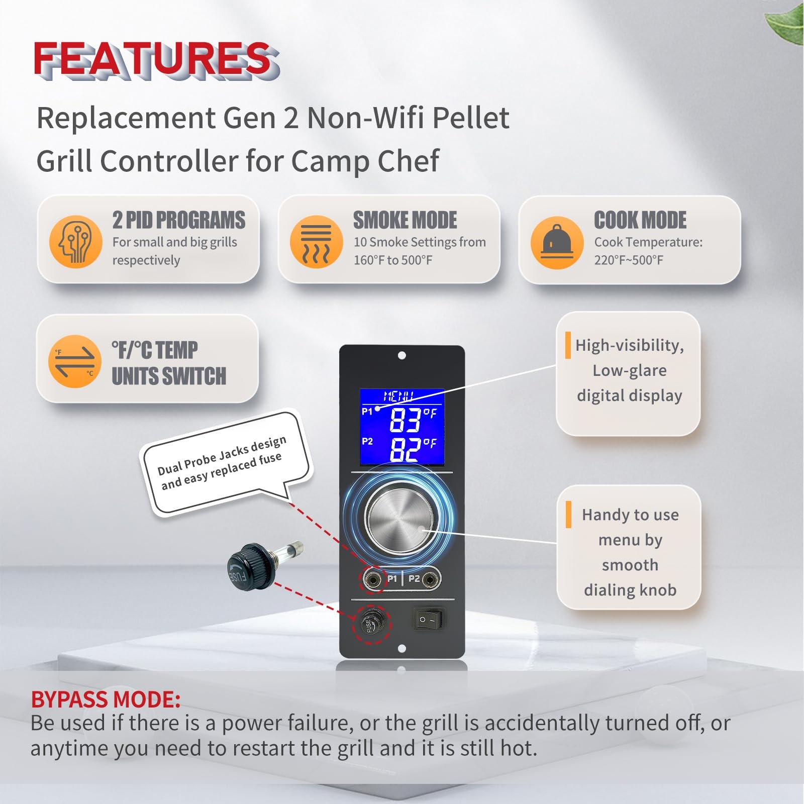 Meatender Gen 2 Retro Fit Non-WiFi PID Pellet Grill Controller, Controller