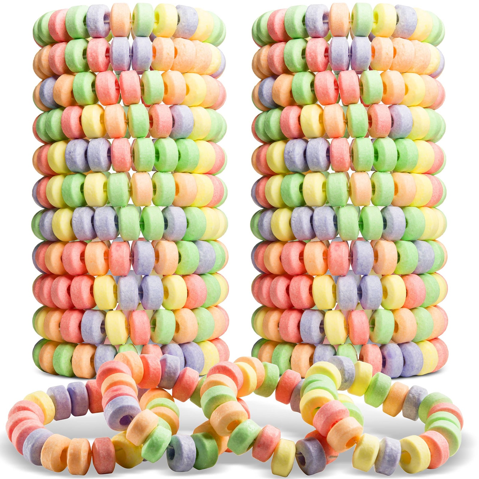 36-Pack Bulk Candy Bracelets for Kids 2.5 Inch - Individually Wrapped - Stretcha