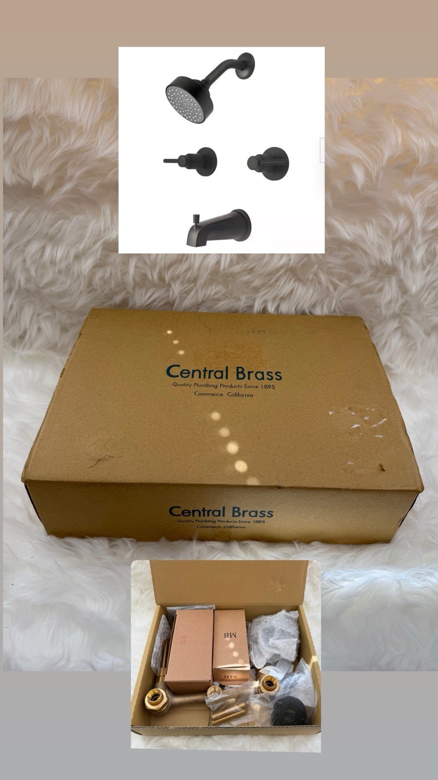 Central Brass Two Handle Tub & Shower Set Matte Black 8997-M1-MB