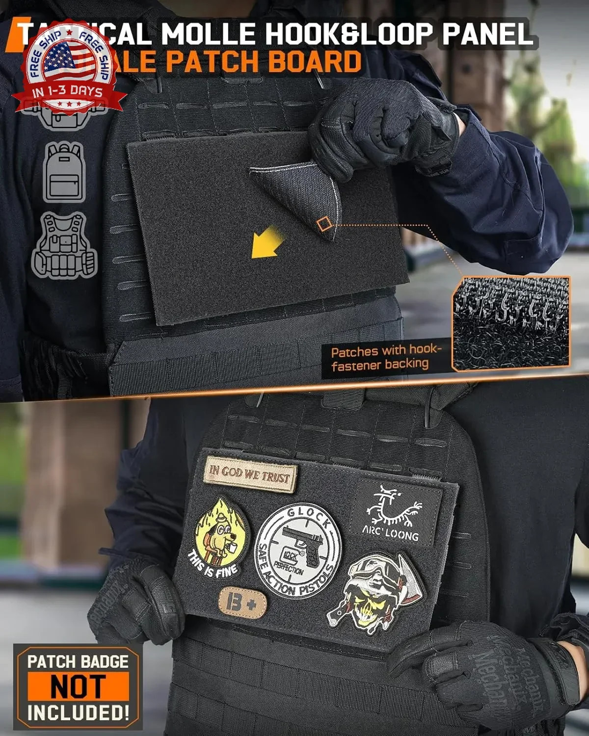 Molle Loop Panel for Tactical Backpack Plate Carrier 1Pcs, Large | 10,2x5,9" Mil