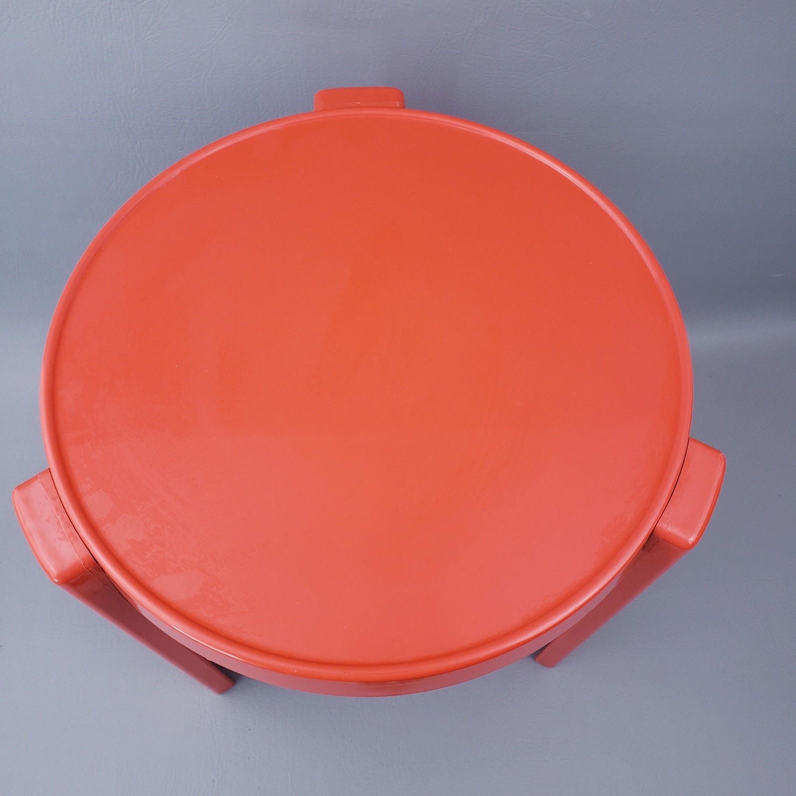 Vintage 1970s Orange Mod Three-Leg Plastic Side Table Space Age