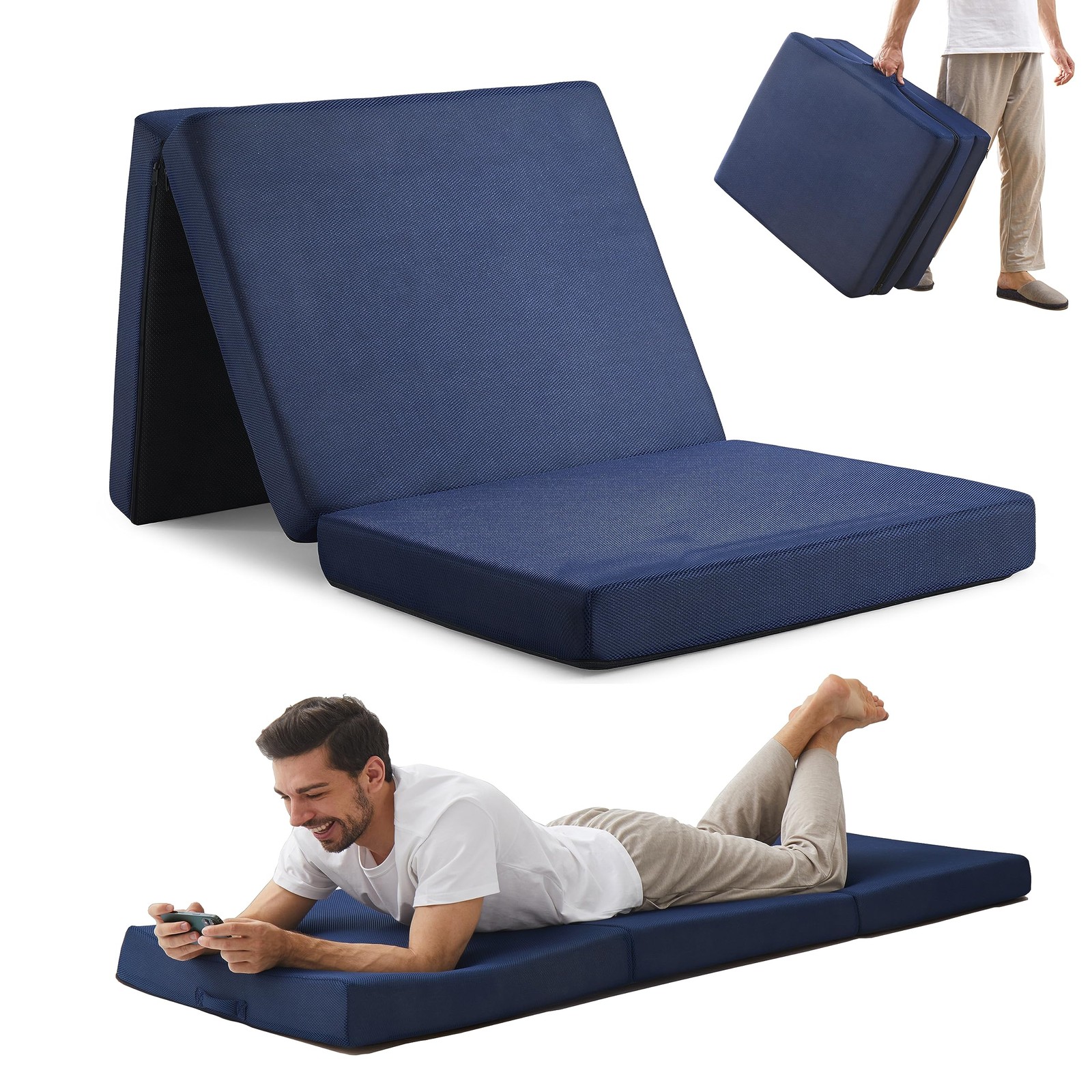 75 X 30 X 3 Inch Foam Folding Sleeping Pad,Trifold Mattress,Machine Washable ...