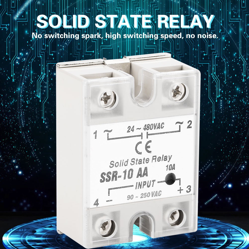 SSr 10 AA 10A Solid State Relay Module SSR AC-AC Input 90-250V AC Output 24-480V