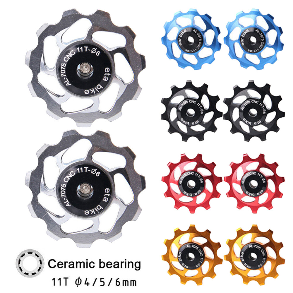 2 MTB Road Bike 11T Aluminum Ceramic Bearing Jockey Wheel Rear Derailleur Pulley