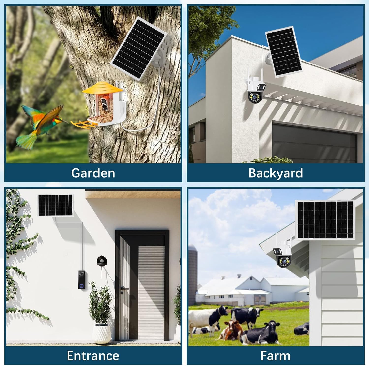 8W Solar Panel Charger for Outdoor Security Cameras, with Micro 2 Pack