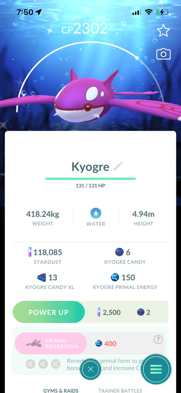 Shiny Kyogre with Go Tour Background | Pokémon GO | Mini PTC