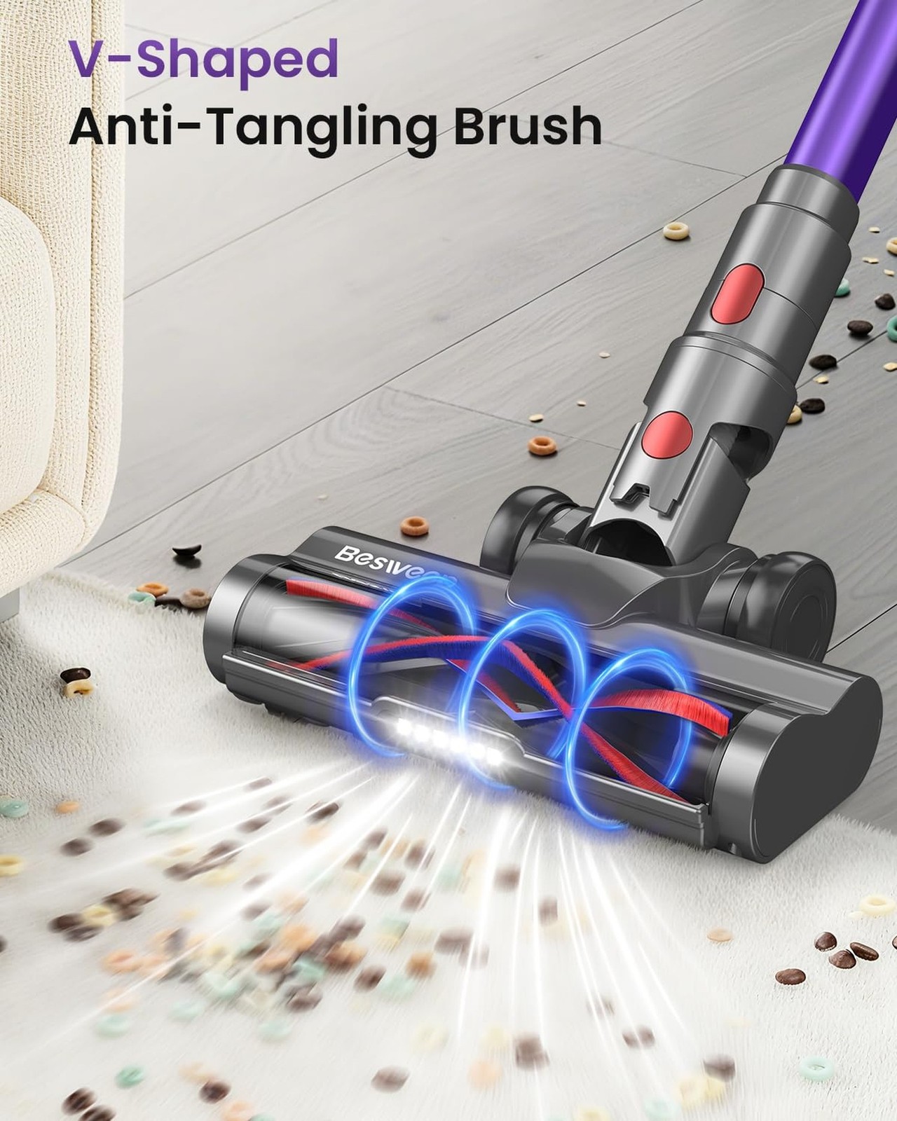 Cordless Vacuum Cleaner 55Kpa/650W/70Mins,1.8L Self Standing Stick Vacuum,Upg...