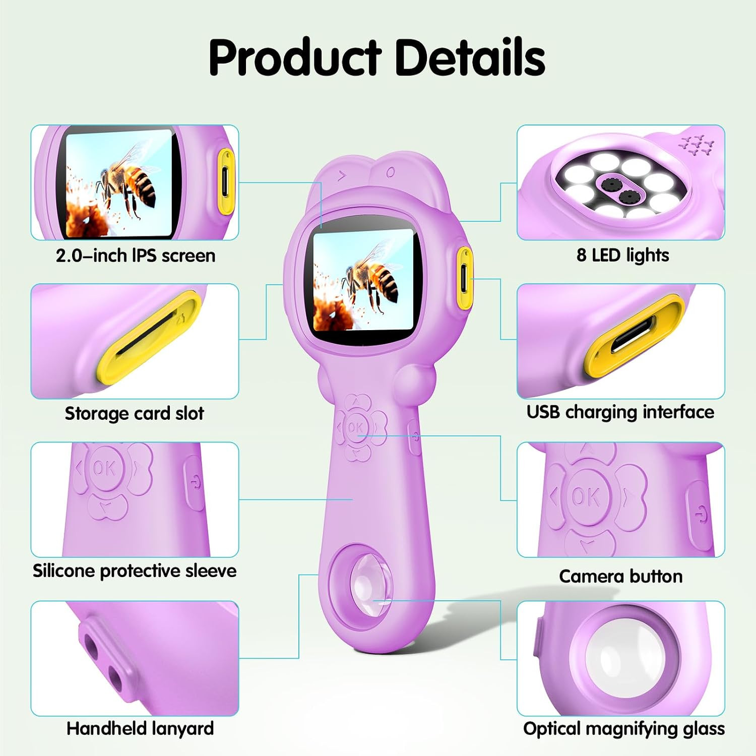 Microscope for Kids, Mini Portable Handheld Microscope with 500X Magnification,