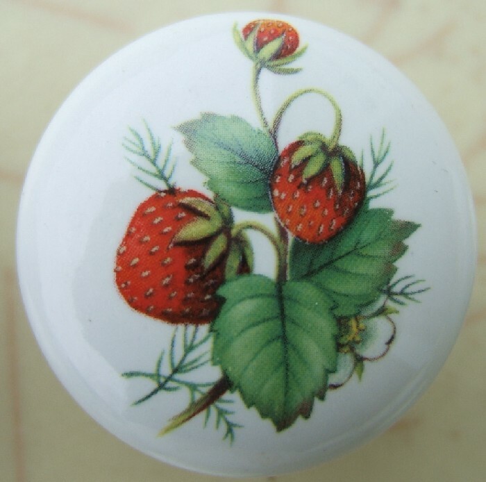 Ceramic Cabinet Knob Strawberries #5 Strawberry Fruit