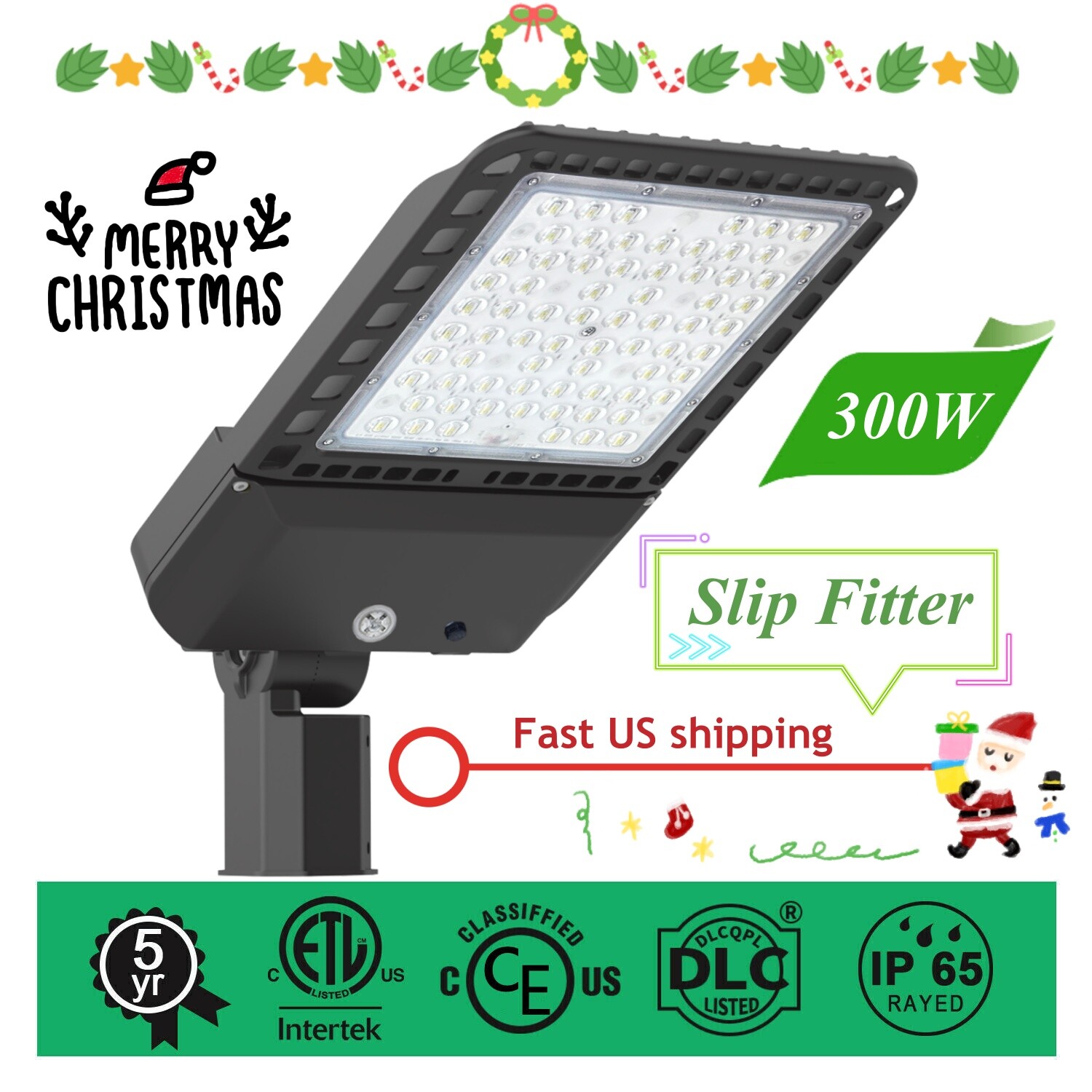 300Watt LED Parking Lot Lights Street Lamp Shoebox Pole Fixture (Dusk to Dawn)
