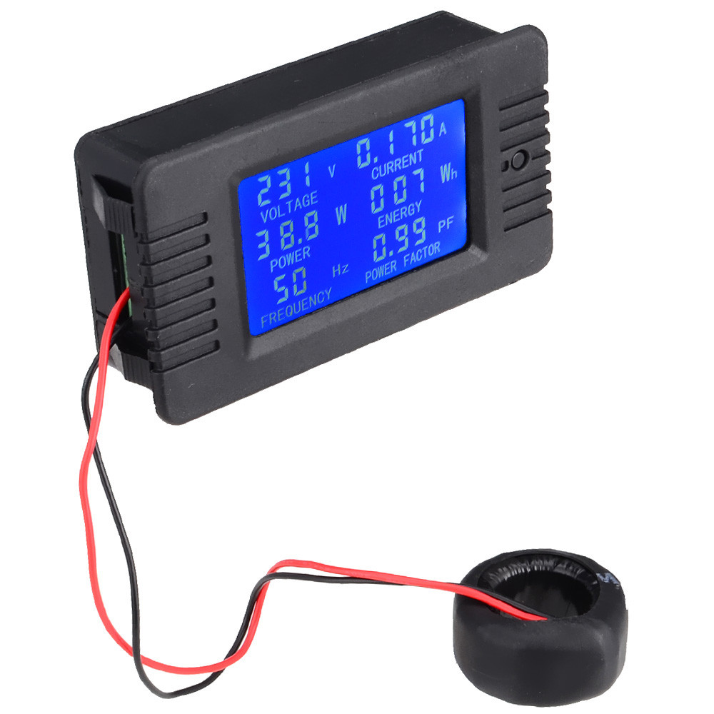 New 6 in 1 AC80-260V/100A Voltmeter Ammeter Power Factor Energy Frequency Meter
