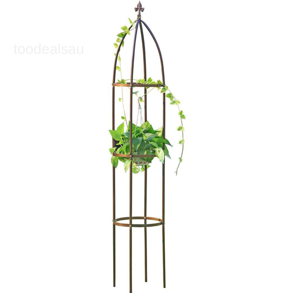 100% Metal Obelisk Garden Trellis 6.3 Feet Tall Sturdy Plant Large, Bronze