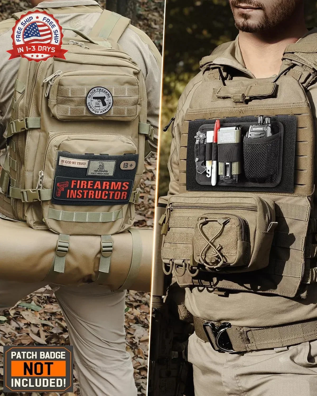 Molle Loop Panel for Tactical Backpack Plate Carrier 1Pcs, Large | 10,2x5,9" Mil