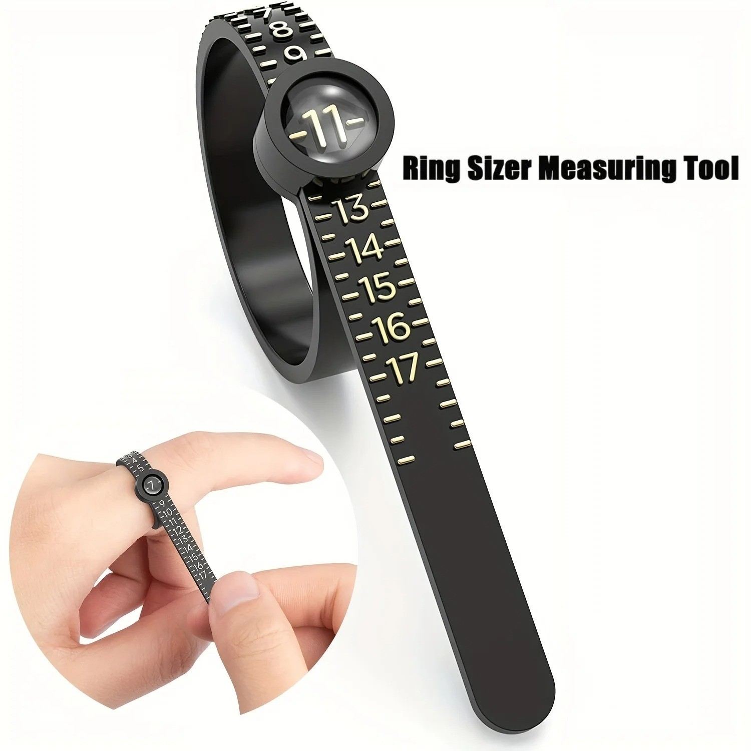 1 Pcs Ring Sizer Measuring Set, Reusable Finger Size Ruler with Magnifying Glass