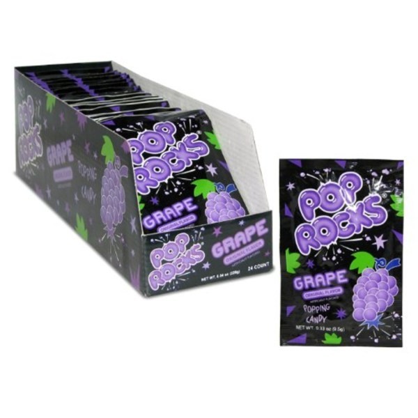 POP ROCKS Popping Candy, Grape, 0.63 oz each, Pack of 24