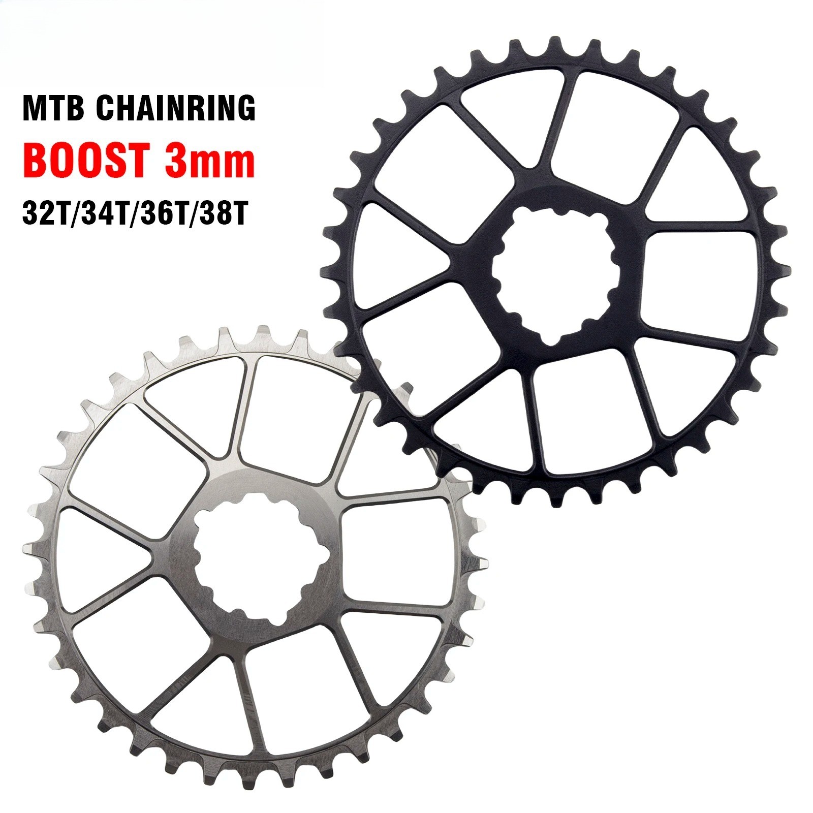 Mountain Bike 3mm Offset BOOST Chainring 32T-38T Bicycle Crown Round Chainwheel