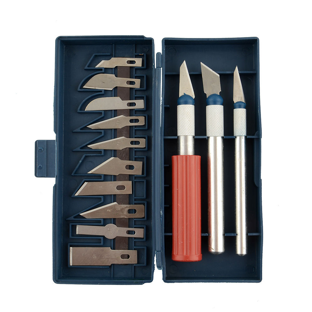 16pc Hobby Razor Knife Set w/Blades w/Case (Exacto Blades fits knife) Stencil