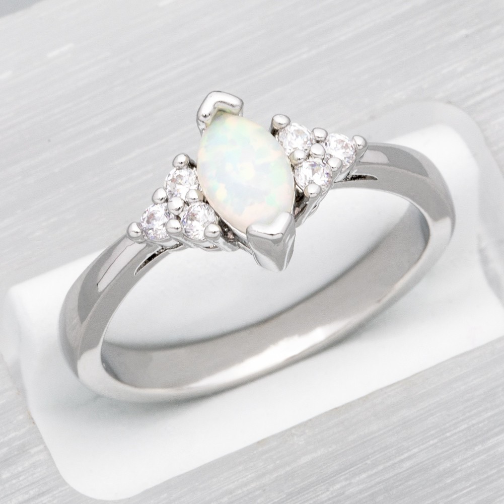 4x7 Marquise White Fire Opal Silver Jewelry Anniversary Women Ring Size 6 7 8 9