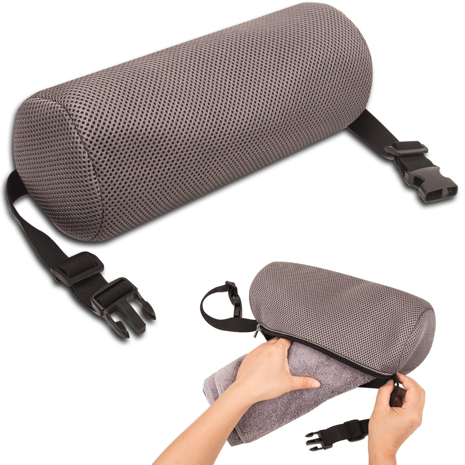 1Pcs Lumbar Roll Support Pillow Cover– Low Back for Grey