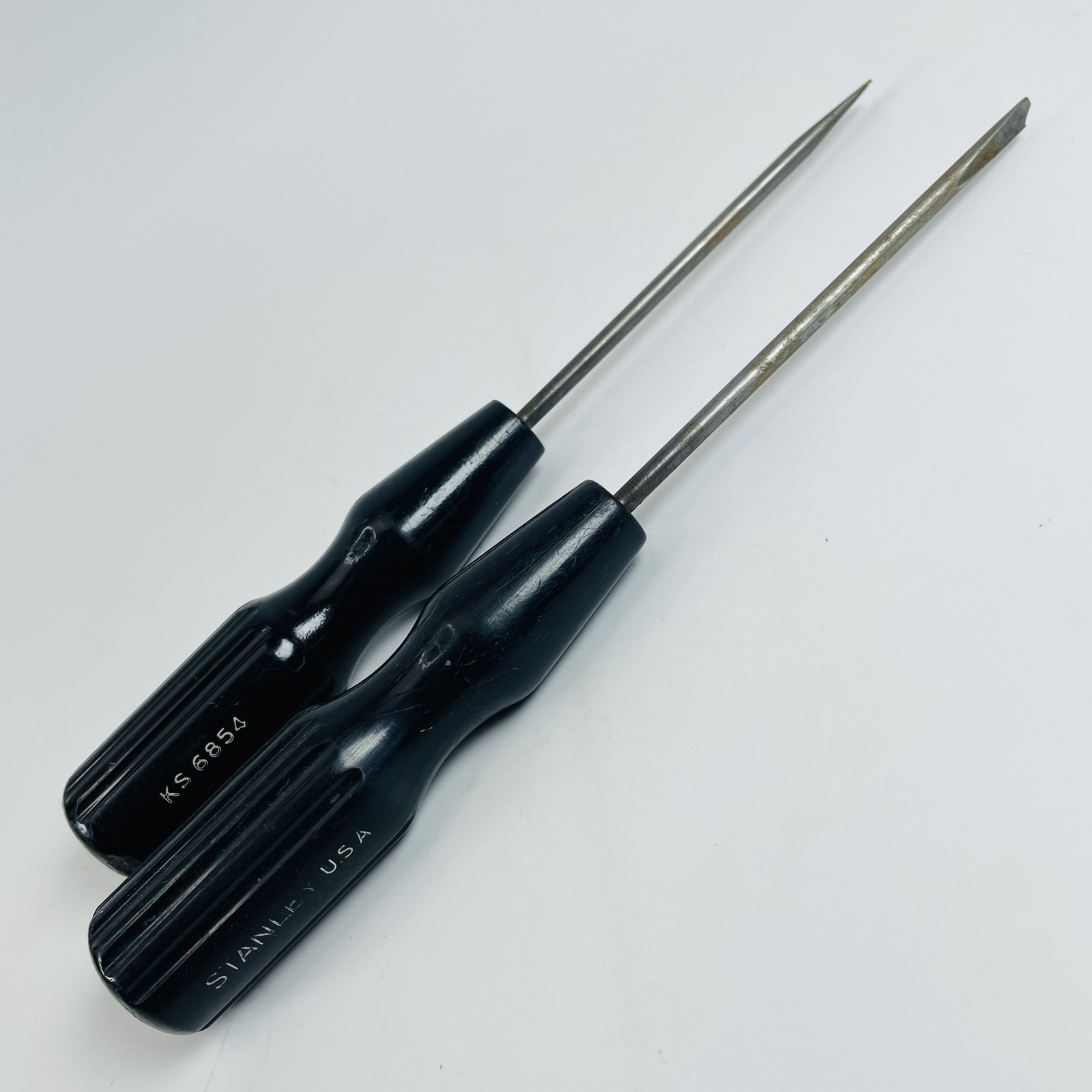 Vintage Stanley Slotted Screwdriver Set Black Handles USA KS6854