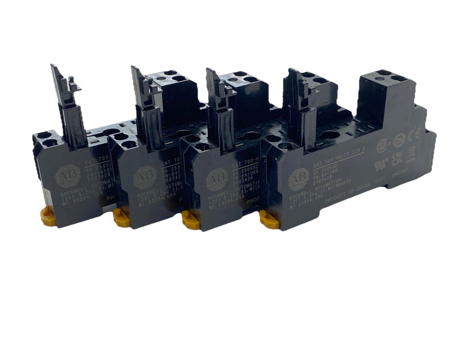 Allen Bradley 700-HN122 Ser B 8-Blade Relay Socket/Relay Base 6A 250V LOT OF 4